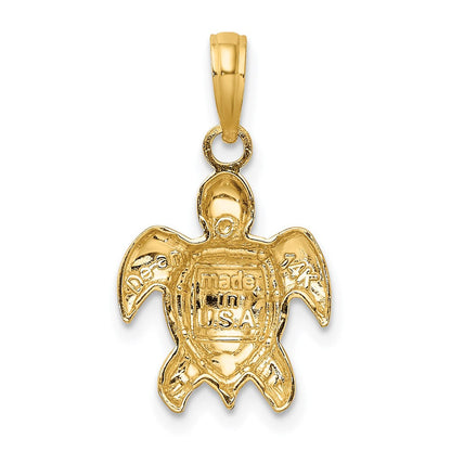 14K Gelbgold Strukturiert Meer Schildkröte Charm