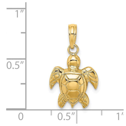 14K Gelbgold Strukturiert Meer Schildkröte Charm