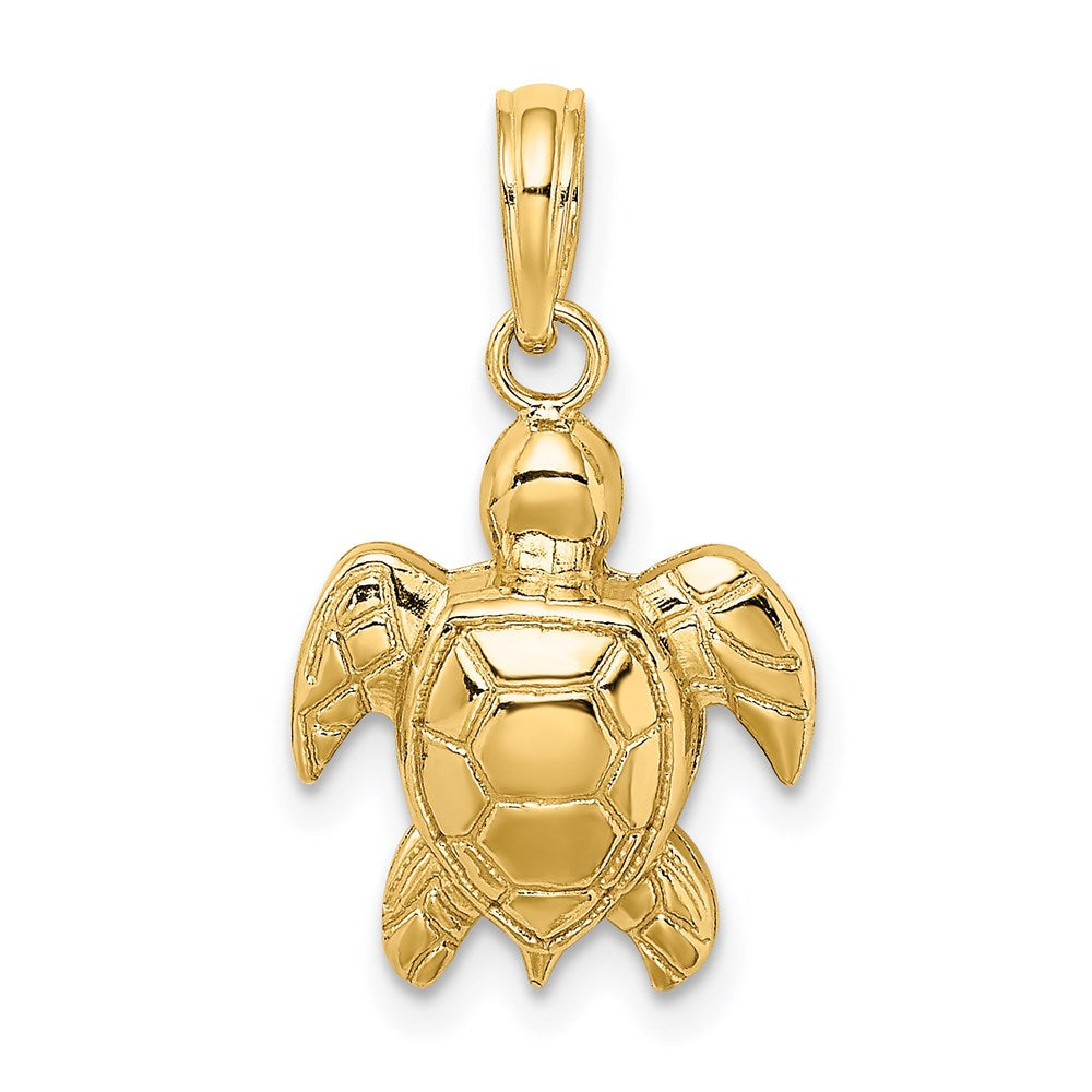 14K Gelbgold Strukturiert Meer Schildkröte Charm
