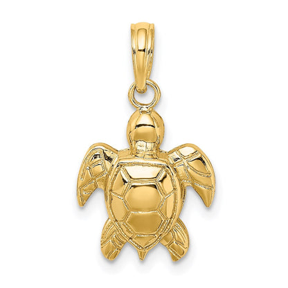 14K Gelbgold Strukturiert Meer Schildkröte Charm