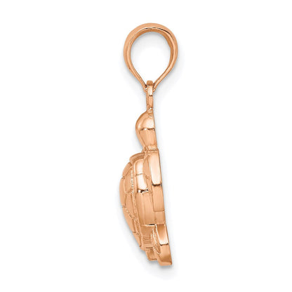 14K Roségold Strukturiert Meer Schildkröte Charm