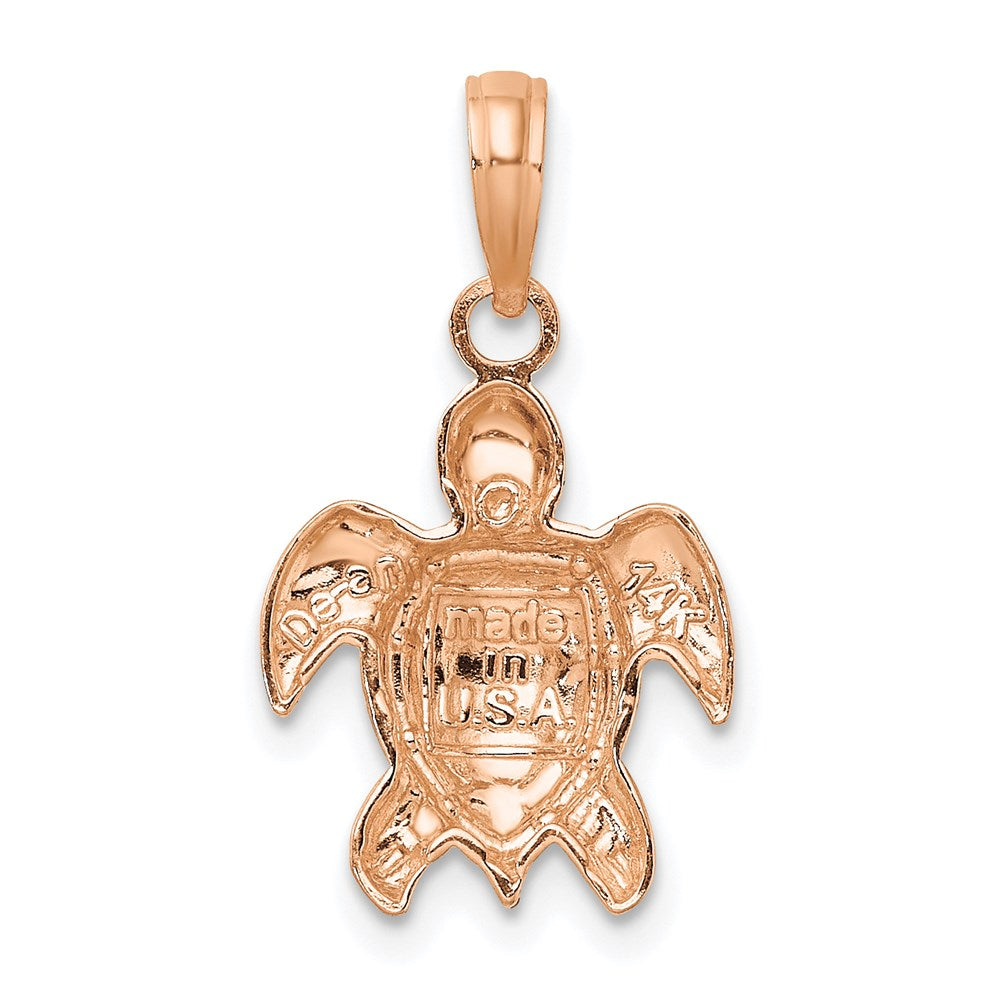 14K Roségold Strukturiert Meer Schildkröte Charm