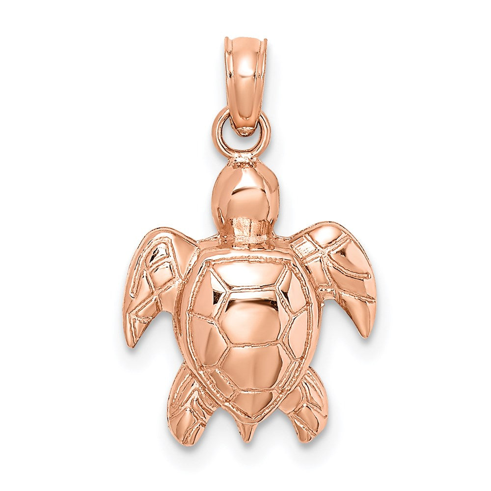 14K Roségold Strukturiert Meer Schildkröte Charm