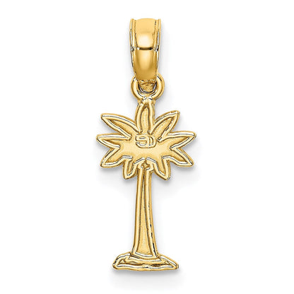 14K Gelbgold 2-d Strukturiert Mini Palmetto Palme Baum Charm
