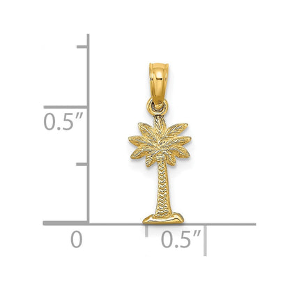 14K Gelbgold 2-d Strukturiert Mini Palmetto Palme Baum Charm