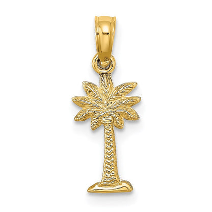 14K Gelbgold 2-d Strukturiert Mini Palmetto Palme Baum Charm