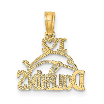 14K Gelbgold I Herz Dolphins mit Delfin Charm
