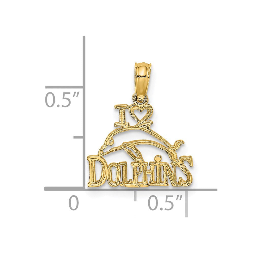 14K Gelbgold I Herz Dolphins mit Delfin Charm