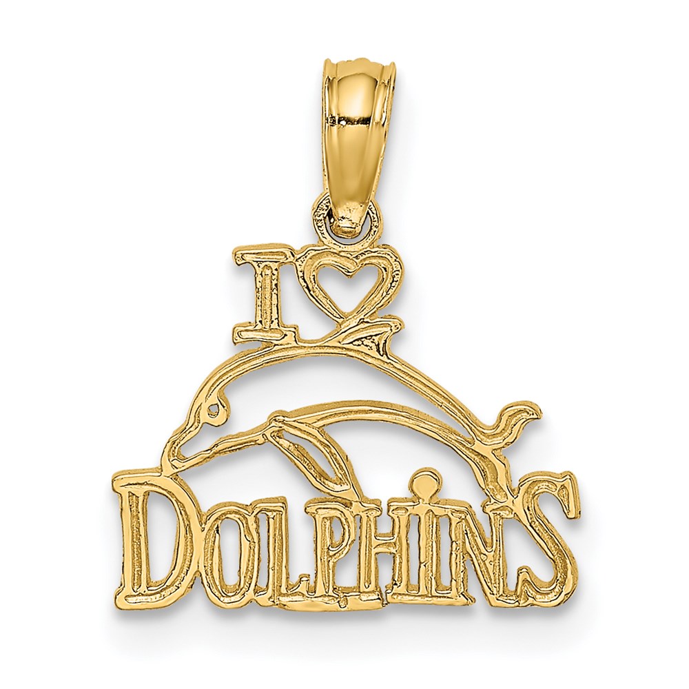 14K Gelbgold I Herz Dolphins mit Delfin Charm
