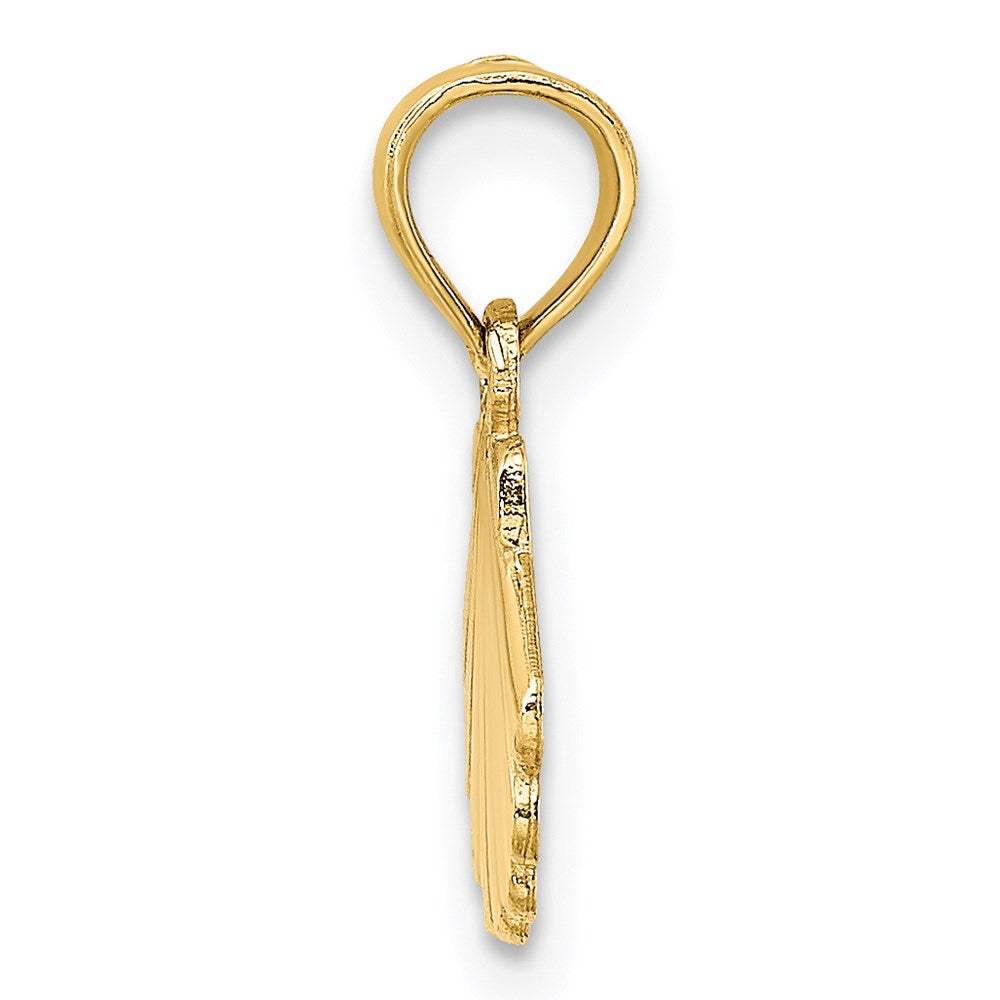 14K Gelbgold Poliert und Graviert Muschel Charm