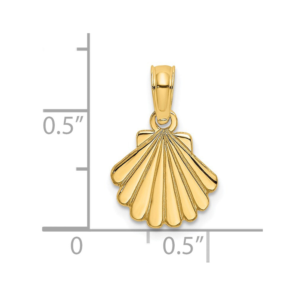 14K Gelbgold Poliert und Graviert Muschel Charm