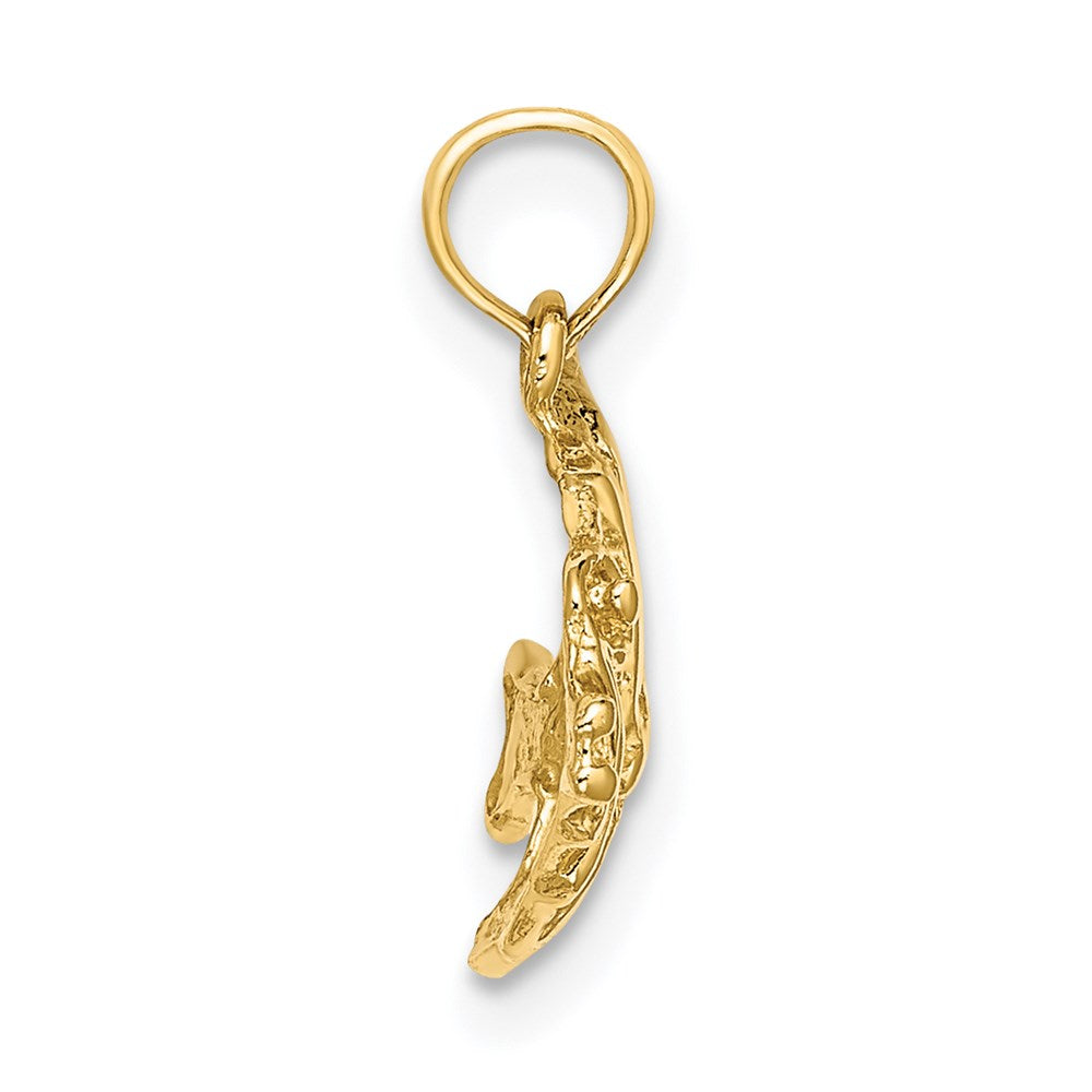 14K Gelbgold Poliert Graviert Fisch Charm