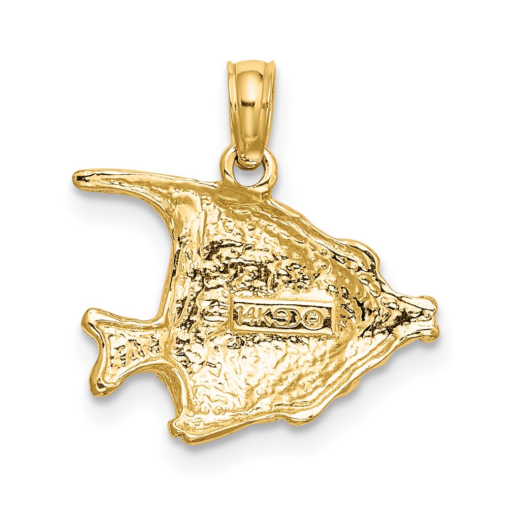 14K Gelbgold Poliert Graviert Fisch Charm