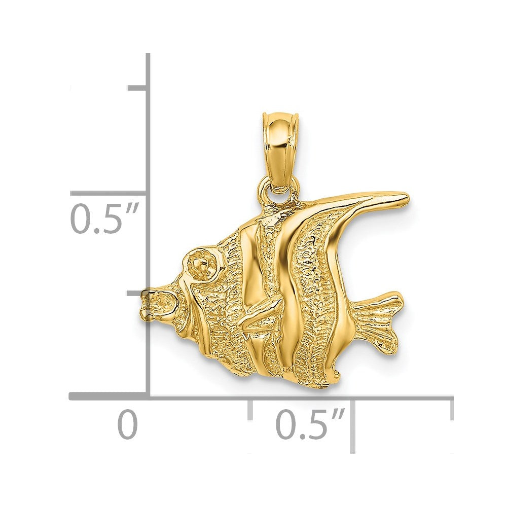14K Gelbgold Poliert Graviert Fisch Charm