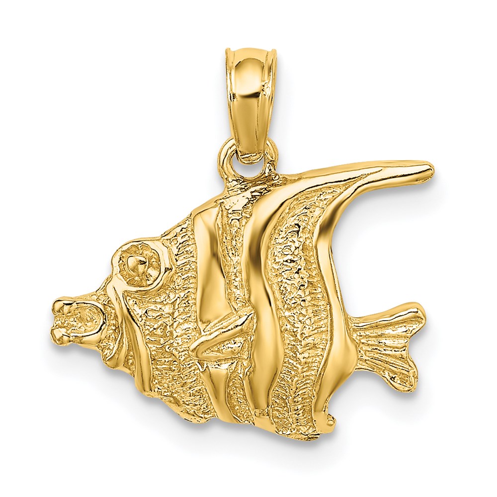 14K Gelbgold Poliert Graviert Fisch Charm