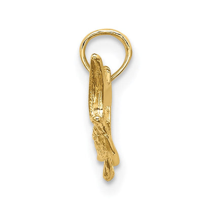 14K Gelbgold Strukturiert 2-d Marlin Fisch Charm