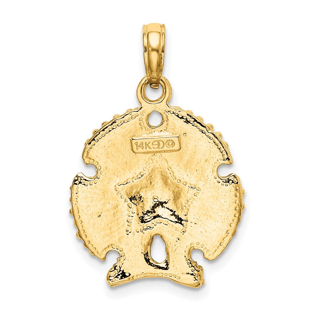 14K Gelbgold Sanddollar-Charm mit strukturierter Oberfläche