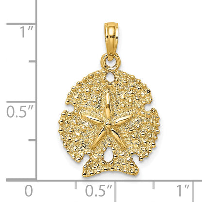 14K Gelbgold Sanddollar-Charm mit strukturierter Oberfläche