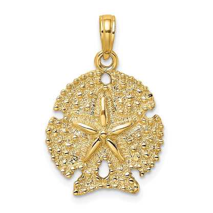 14K Gelbgold Sanddollar-Charm mit strukturierter Oberfläche