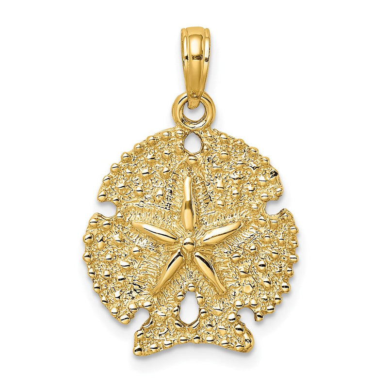 14K Gelbgold Sanddollar-Charm mit strukturierter Oberfläche