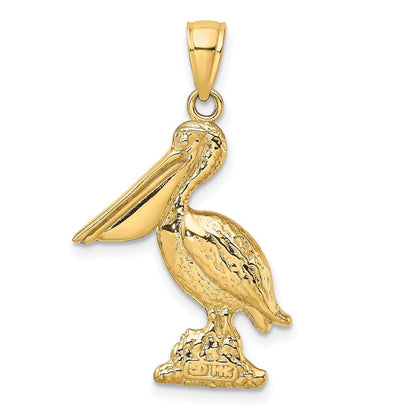 14K Gelbgold 3-D Pelikan-Charm, stehend