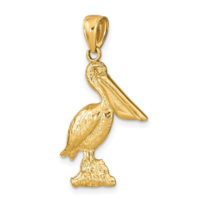 14K Gelbgold 3-D Pelikan-Charm, stehend