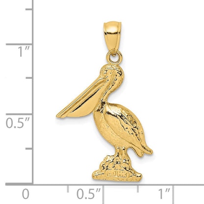 14K Gelbgold 3-D Pelikan-Charm, stehend