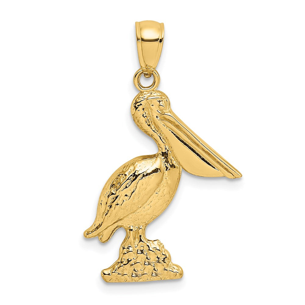 14K Gelbgold 3-D Pelikan-Charm, stehend