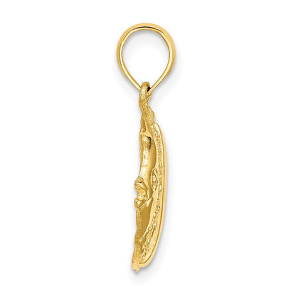 14K Gelbgold Polierter Gravierter Fisch-Charm