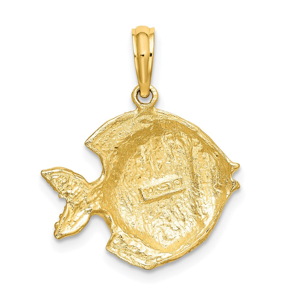 14K Gelbgold Polierter Gravierter Fisch-Charm