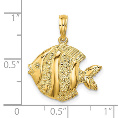 14K Gelbgold Polierter Gravierter Fisch-Charm