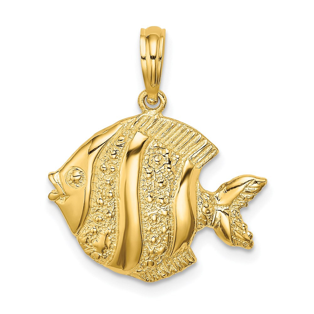 14K Gelbgold Polierter Gravierter Fisch-Charm