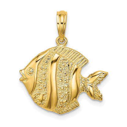 14K Gelbgold Polierter Gravierter Fisch-Charm