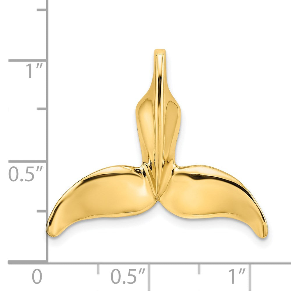14K Gelbgold 3-d Poliert Graviert Wal Schwanz Kette Anhänger