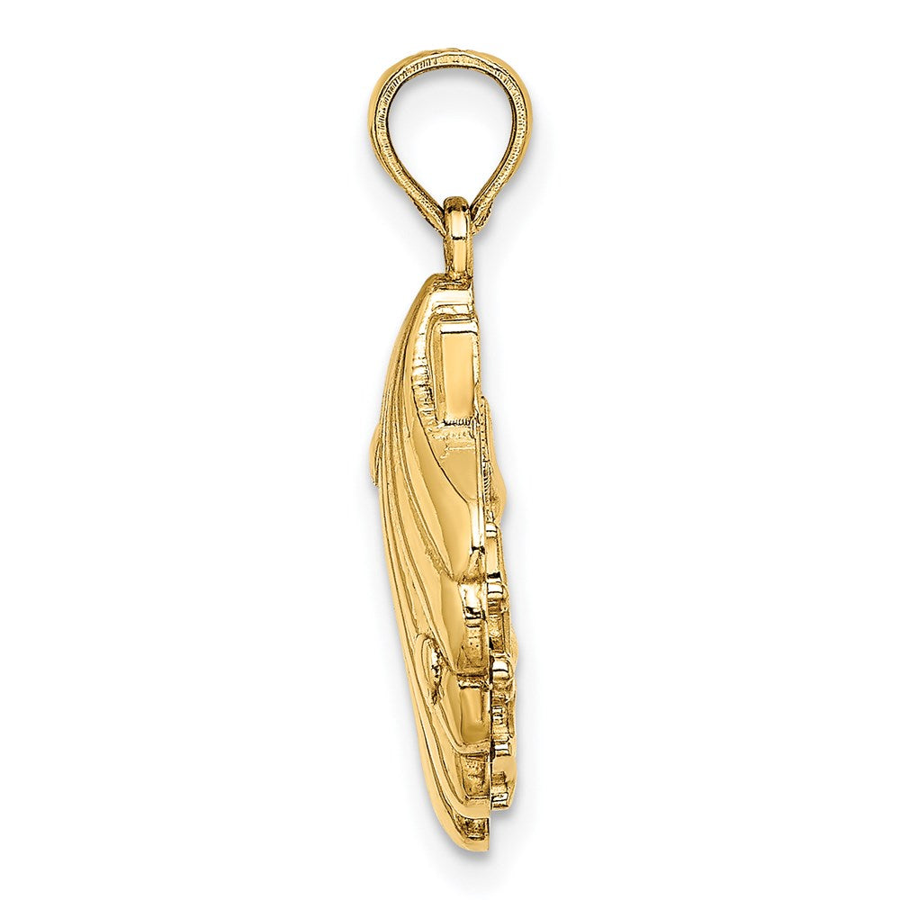 14K Gelbgold Wendecharm Seestern und Korallenriff in Muschel