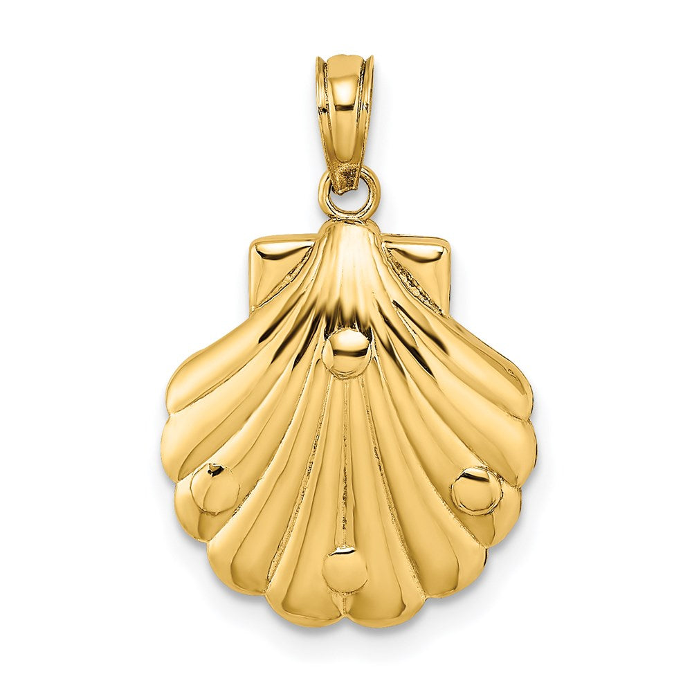 14K Gelbgold Wendecharm Seestern und Korallenriff in Muschel