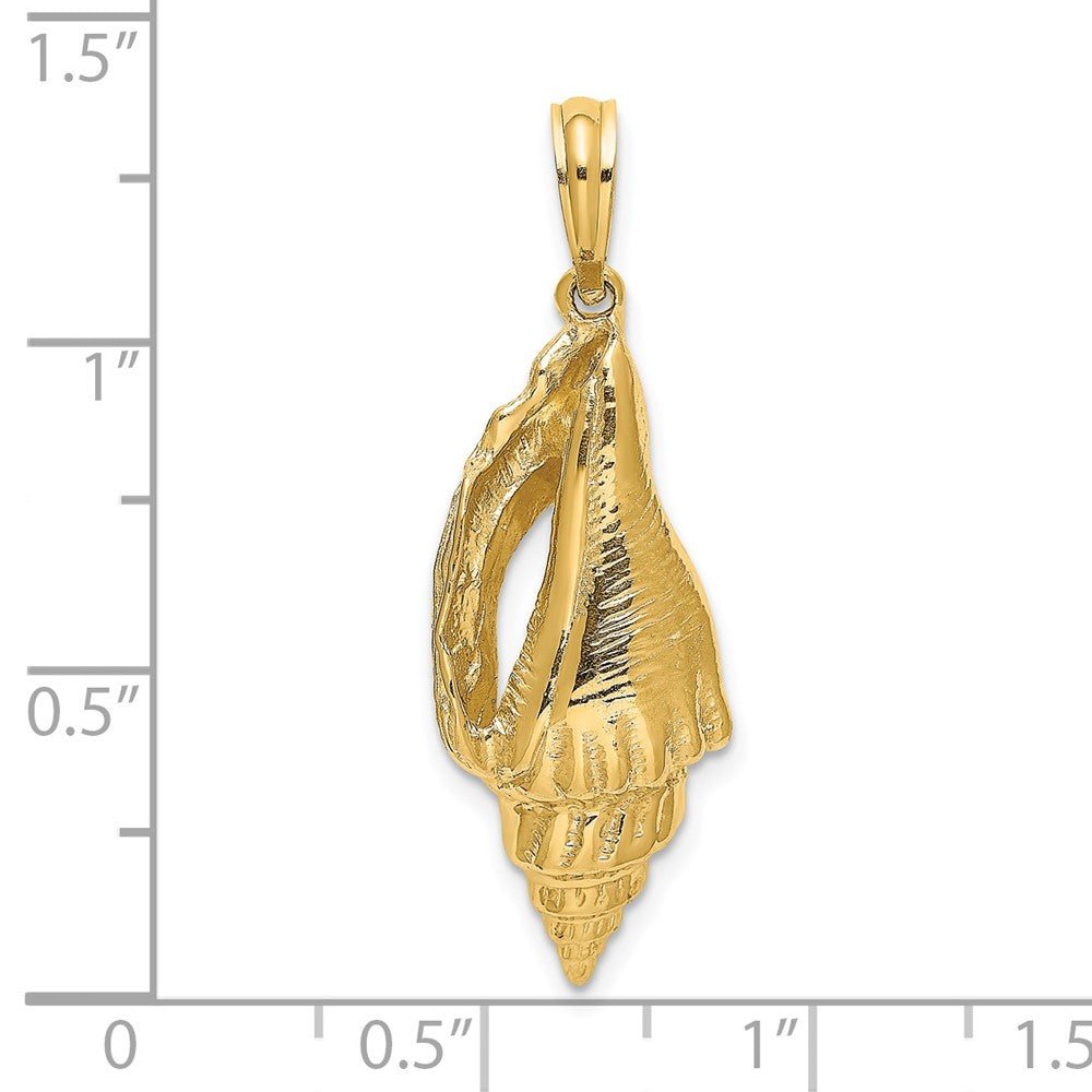 14K Gelbgold Polierter Länglicher Muschel-Charm