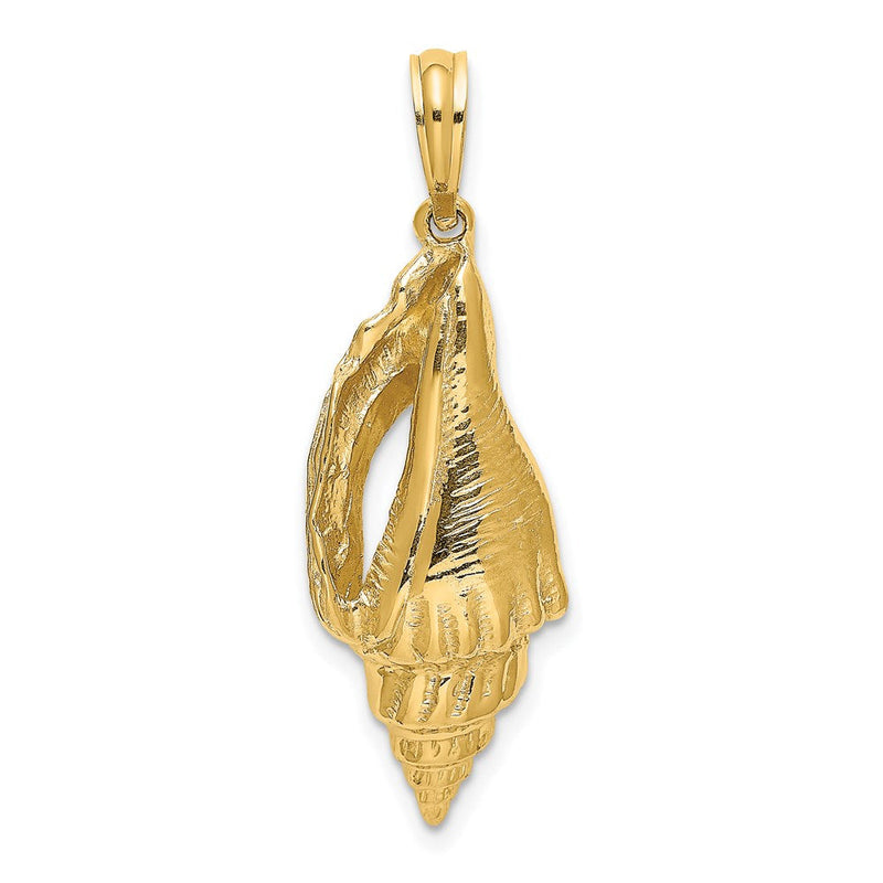 14K Gelbgold Polierter Länglicher Muschel-Charm