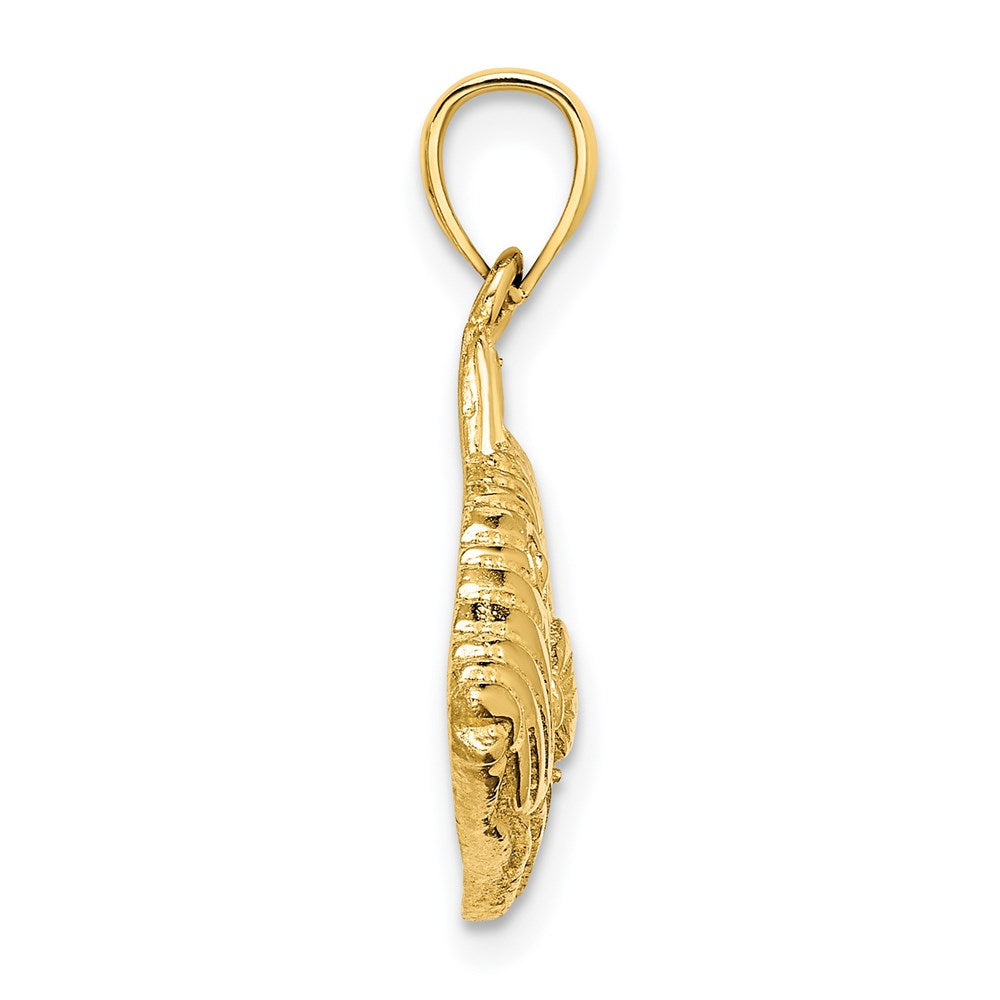 14K Gelbgold Poliert/Graviert Gestreifter Fisch-Charm