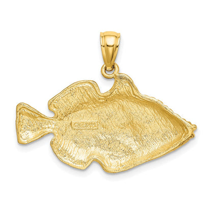 14K Gelbgold Poliert/Graviert Gestreifter Fisch-Charm
