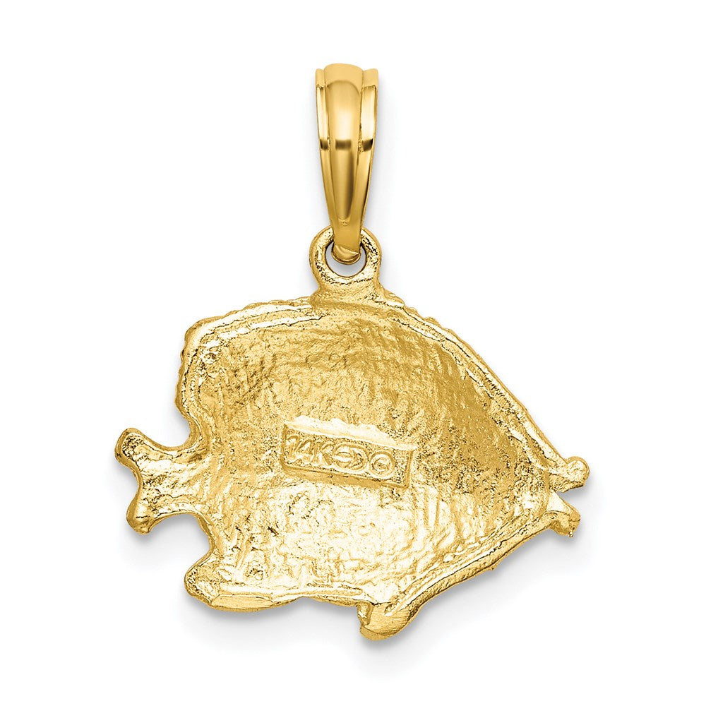 14K Gelbgold Polierter/Texturierter Fisch-Charm
