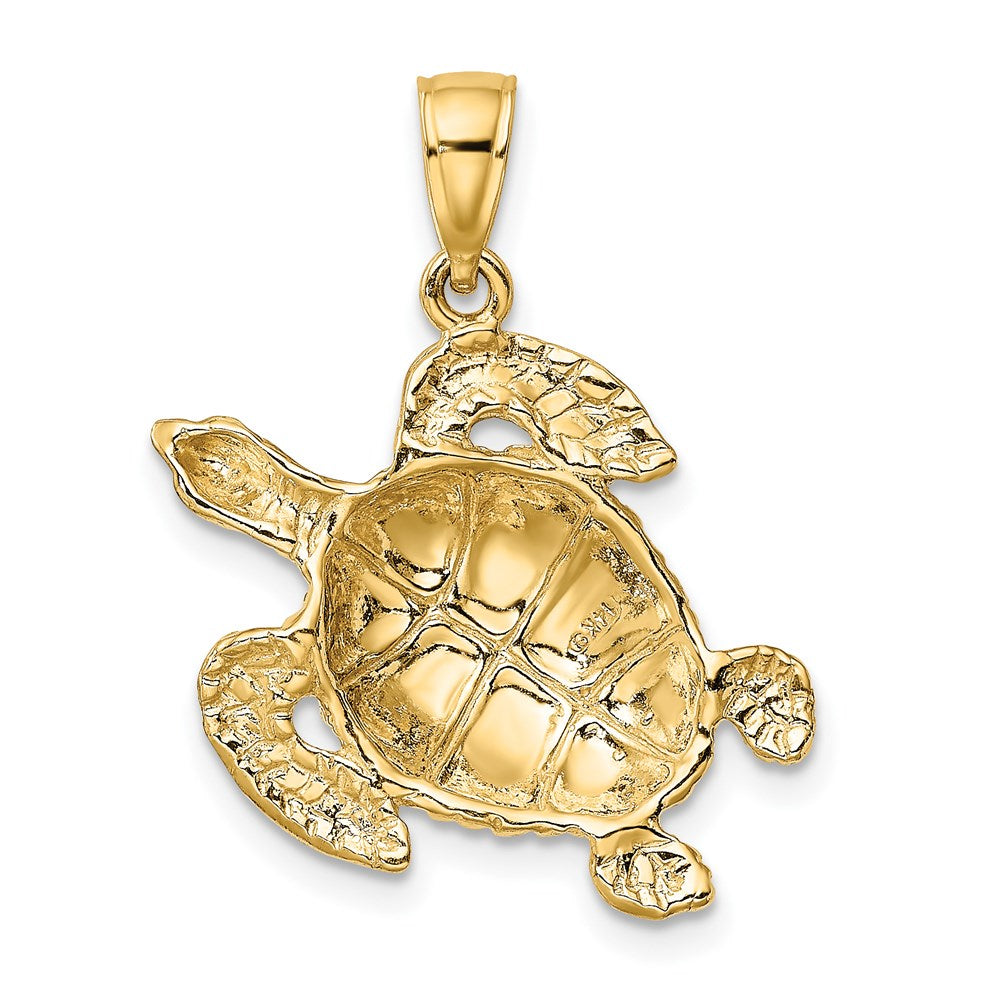 14K Gelbgold Charm Schildkröte, strukturiert