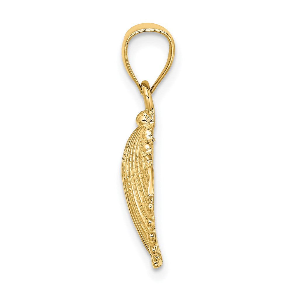 14K Gelbgold Charm strukturierte Muschelschale