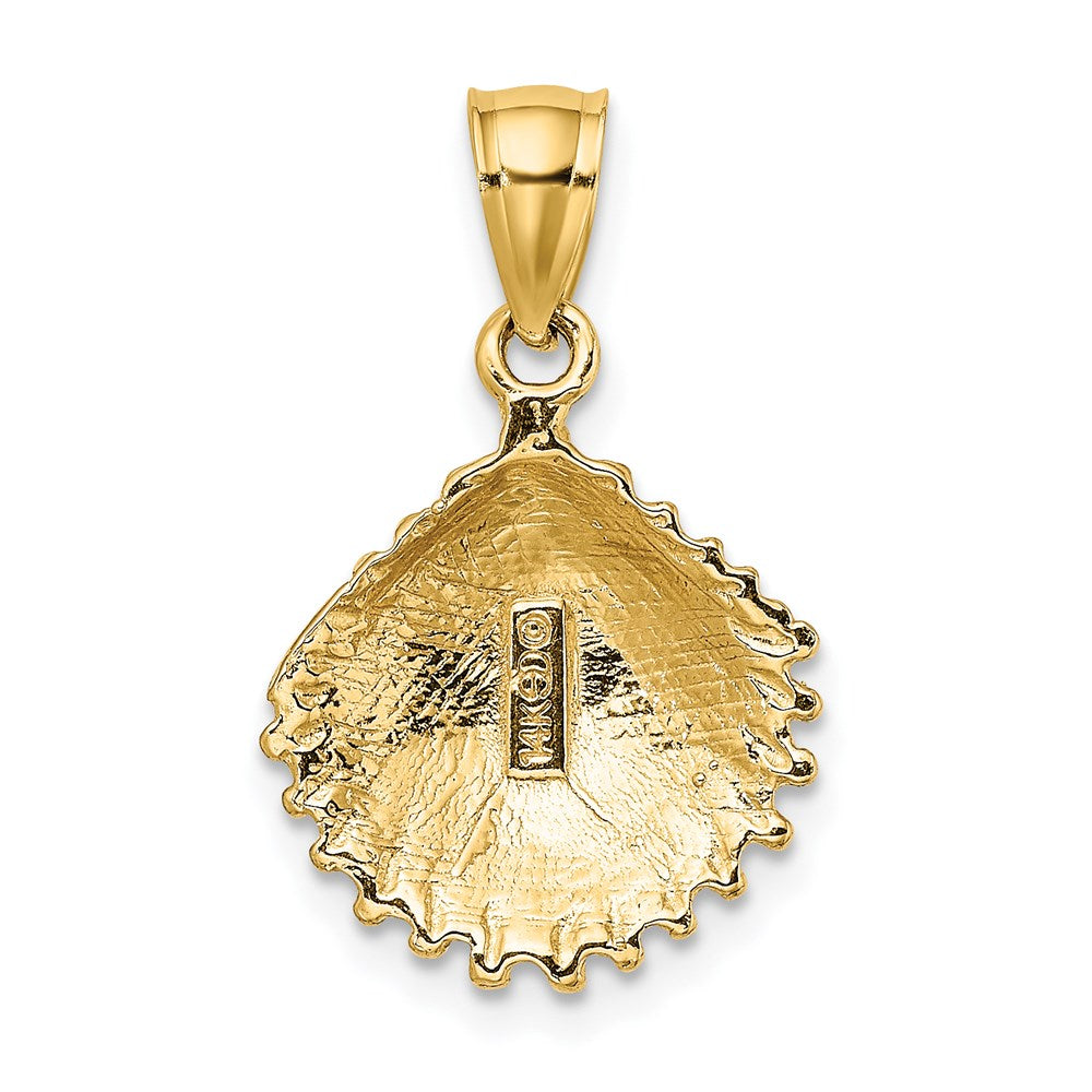14K Gelbgold Charm strukturierte Muschelschale