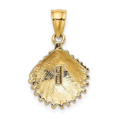 14K Gelbgold Charm strukturierte Muschelschale