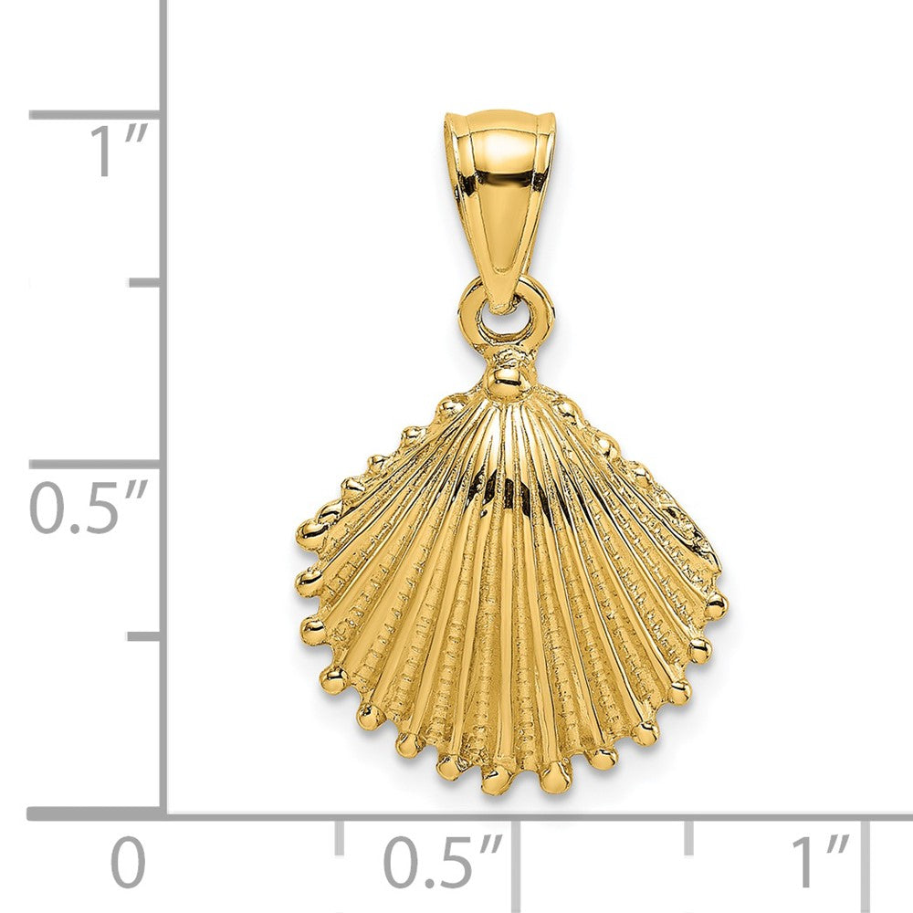 14K Gelbgold Charm strukturierte Muschelschale
