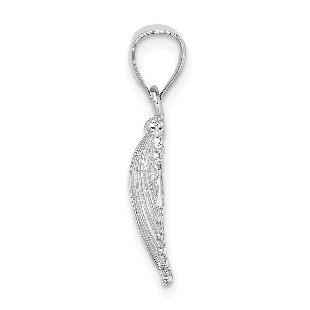 14K Weißgold Charm Muschelschale strukturiert