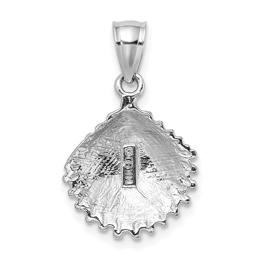 14K Weißgold Charm Muschelschale strukturiert