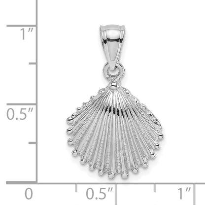 14K Weißgold Charm Muschelschale strukturiert