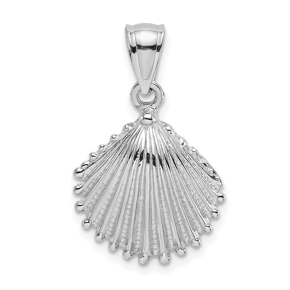 14K Weißgold Charm Muschelschale strukturiert
